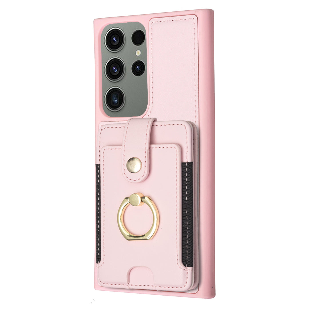 BF27 Kickstand Back Cover for Samsung Galaxy S23 Ultra PU Leather Coated TPU Card Holder Phone Case BF27 Kickstand Back Cover for Samsung Galaxy S23 Ultra PU Leather Coated TPU Card Holder Phone Case